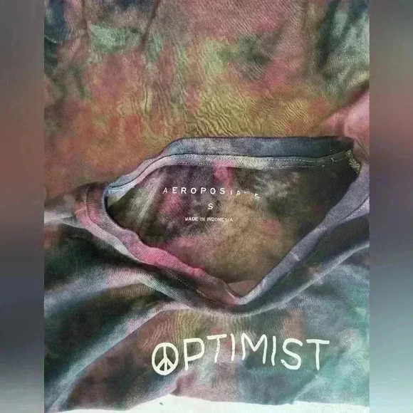 Aeropostale Tie Dye Optimist Peace Sign Long Sleeve Graphics Tshirt Size Small - Picture 4 of 4